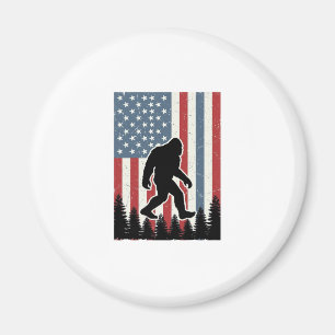 Íman Camiseta Vetorial Vintage Bigfoot Bandeira America