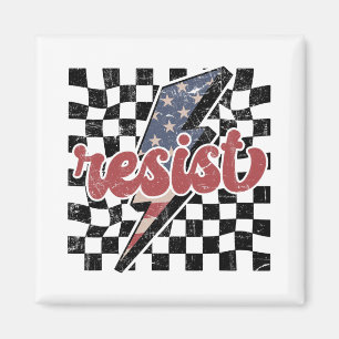 Íman Camiseta Vintage Resist, Anti-Patriótico Xadrez Re
