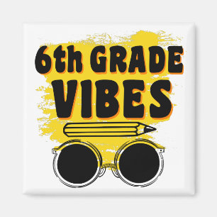 Íman Camiseta Volta às Aulas Vibes 6º Ano Primeiro Dia 