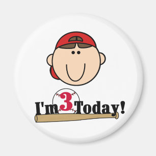 Íman Camisetas de aniversário de 3 anos Brunette Baseba