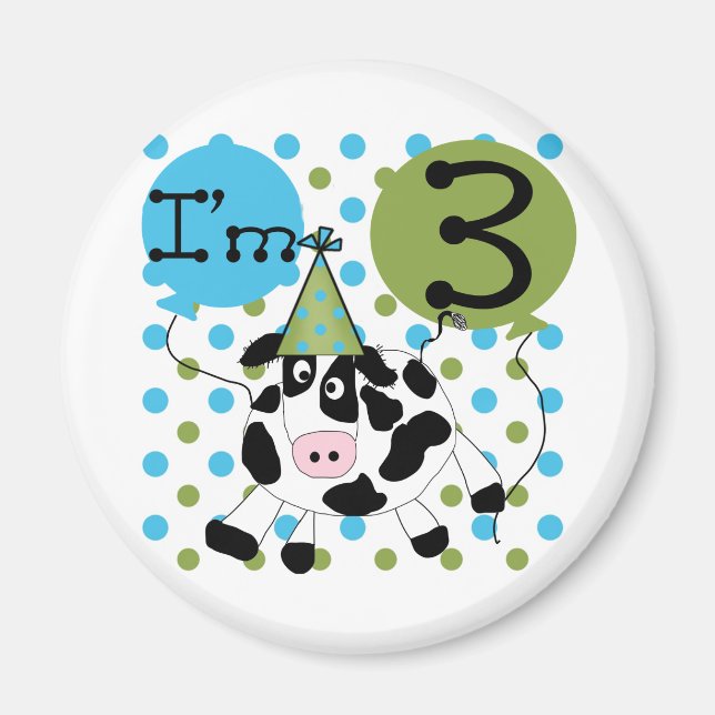 Íman Camisetas e presentes de aniversário de 3 anos de  (Frente)