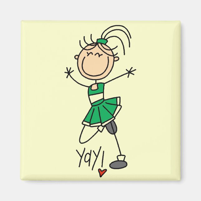 Íman Camisetas e Presentes de Cheerleader Verde (Frente)
