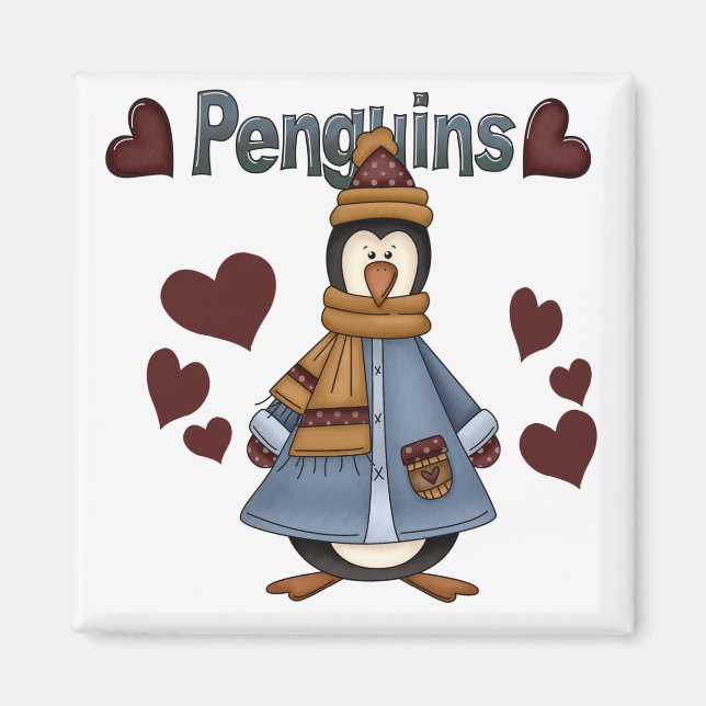 Íman Camisetas e presentes de pinguim de inverno (Frente)