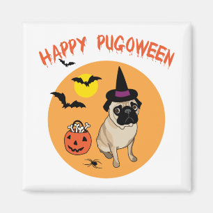 Íman Camisetas felizes do Pug de Pugoween o Dia das