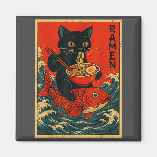 Íman Camisetas Gráficas Japonesas Black Cat Ramen Para