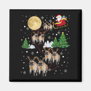 Íman Camisola de Natal da Árvore de Cães Pug Xmas Anima