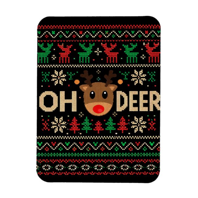 Íman Camisola Feia de Natal Oh Deer Puzzle (Vertical)