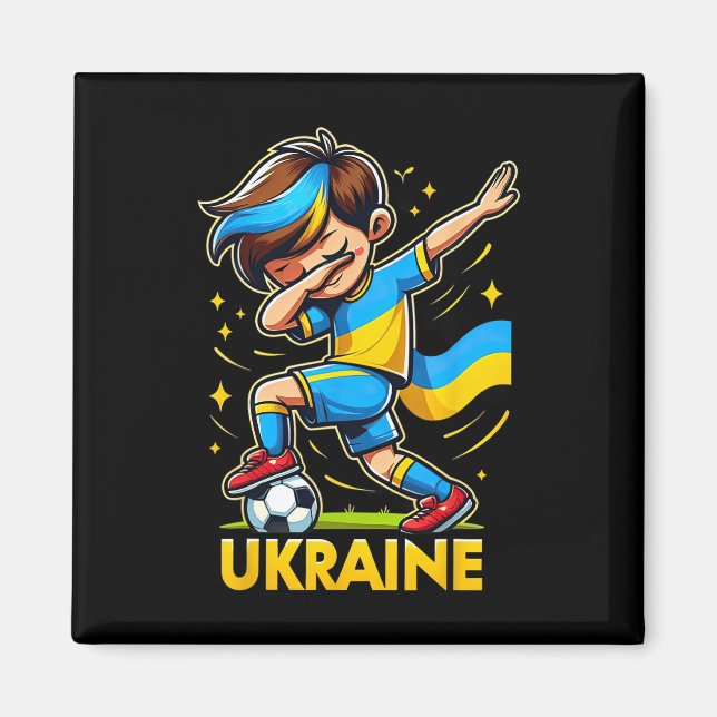 Íman Camisola infantil Dabbing Ukraina de futebol com U (Frente)