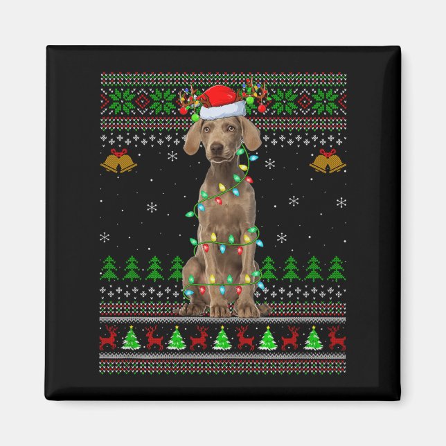 Íman Camisolas de Natal Feias de Cachorro Weimaraner Fé (Frente)