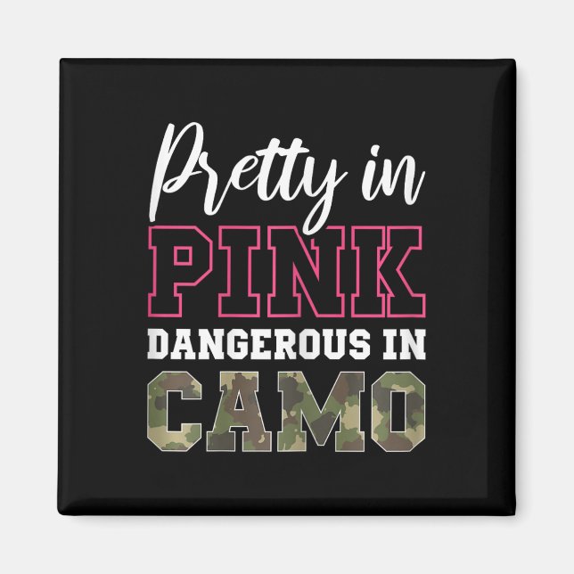 Íman Camo Engraçado Caça Gráfico Rosa Para Mulheres E R (Frente)
