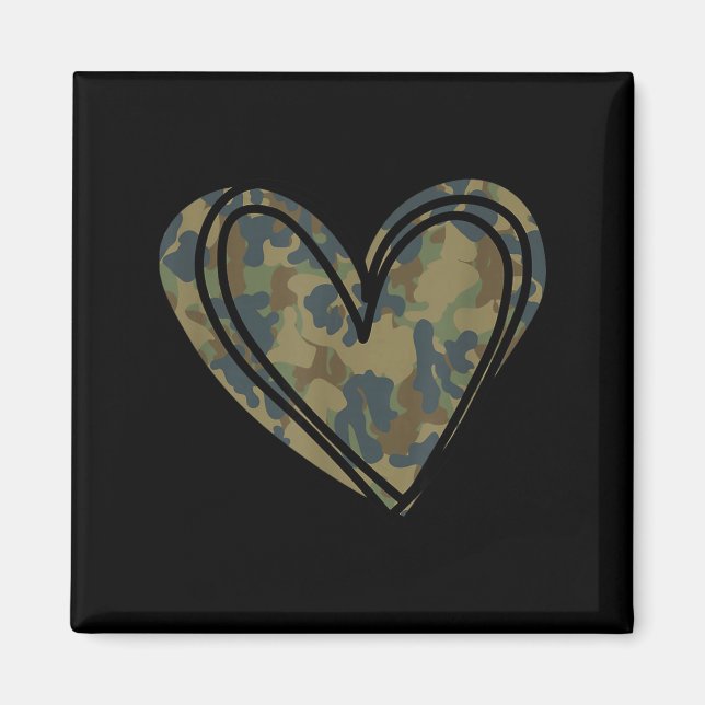 Íman Camo Print Heart Valentines Day  (Frente)