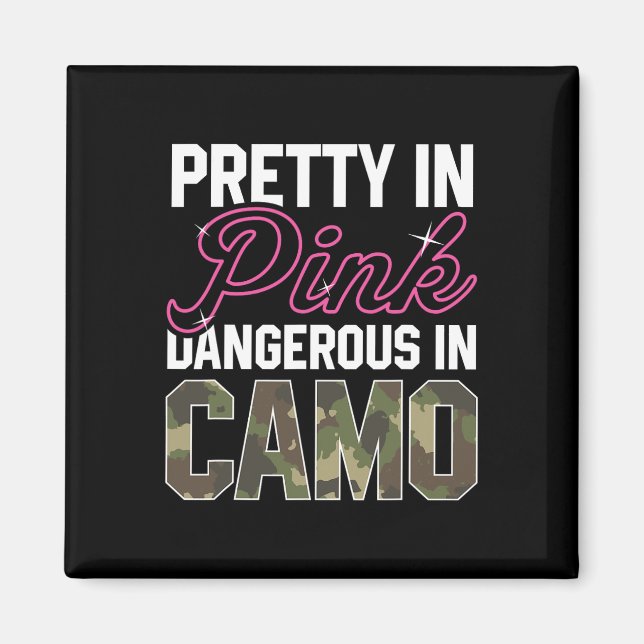Íman Camo Rosa Engraçado Caça Mulheres Gráficas Deer Bu (Frente)