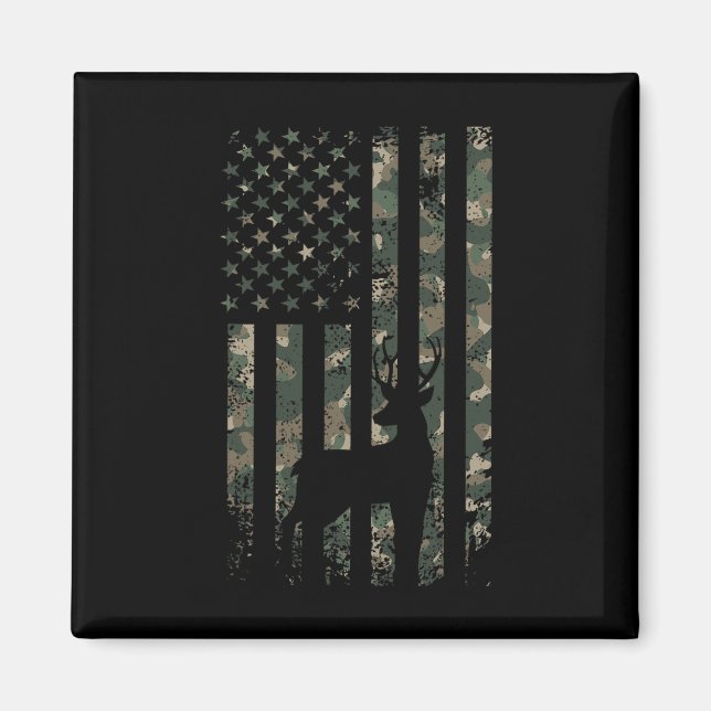 Íman Camo USA Flag Deer Elk Buck Camouflage Hunting Hun (Frente)