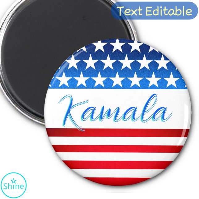 Íman Campanha Kamala Harris SWAG US Flag Elegant Script (Criador carregado)