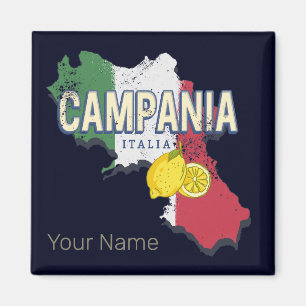 Íman Campania Itália - Região Retro Mapa Vintage Souven