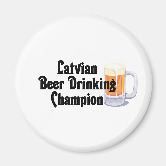 Íman Campeão de Bebendo de Cerveja Letão (Frente)