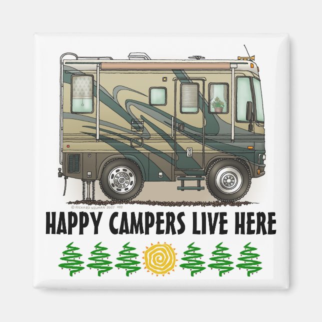 Íman Camper Feliz e Bonito, Grande Treinador RV Motorho (Frente)