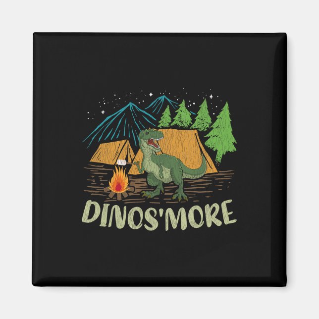 Íman Camping S'more Dinosaur Lover Funny Dinosaur Campi (Frente)