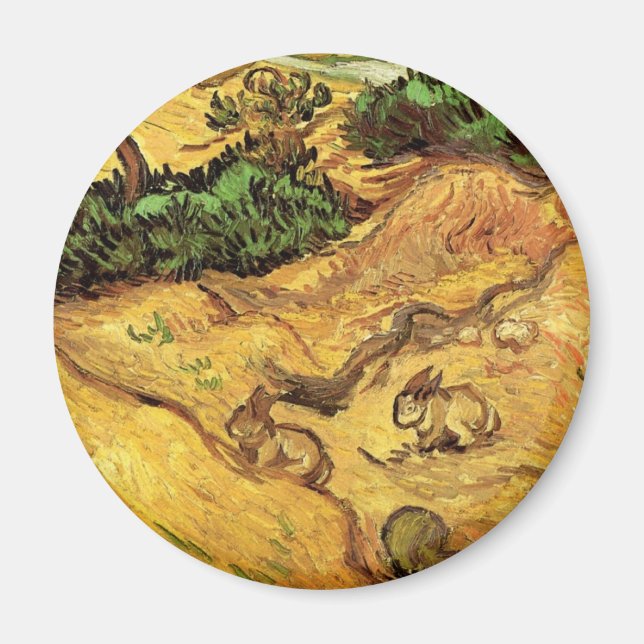 Íman Campo com dois coelhos por Vincent van Gogh (Frente)
