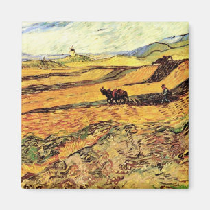 Íman Campo com Lavrador e Moinho por Vincent van Gogh