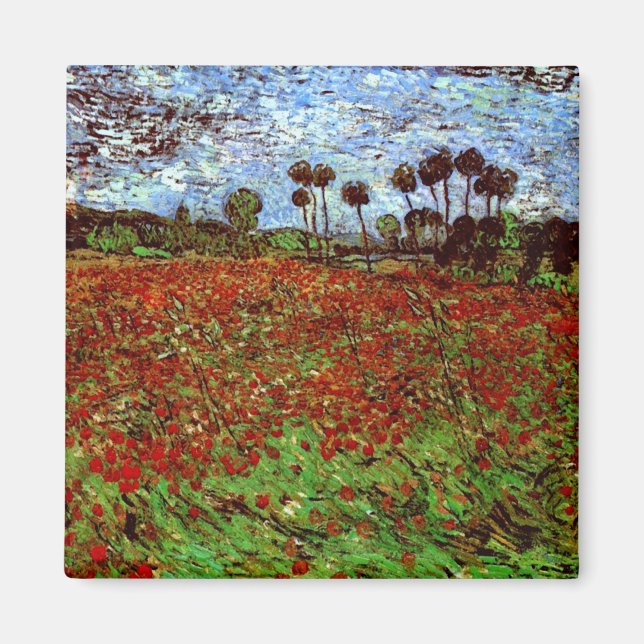 Íman Campo com Poppies Van Gogh de Belas Artes (Frente)
