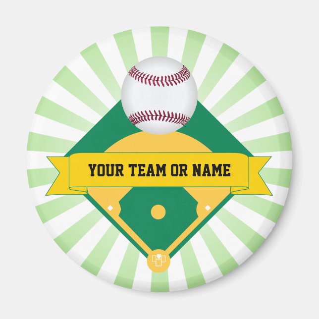 Íman Campo de Baseball Verde com Nome de Equipe Persona (Frente)