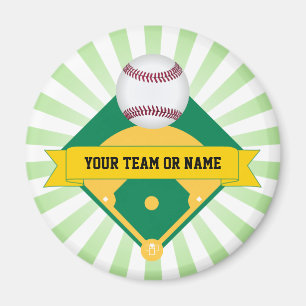 Íman Campo de basebol verde com nome feito sob