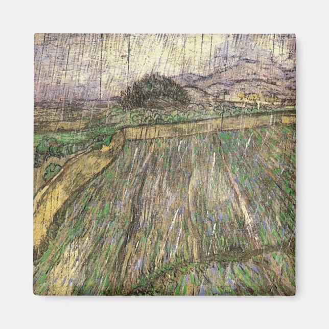 Íman Campo de trigo em chuva (F650) Van Gogh de arte fi (Frente)
