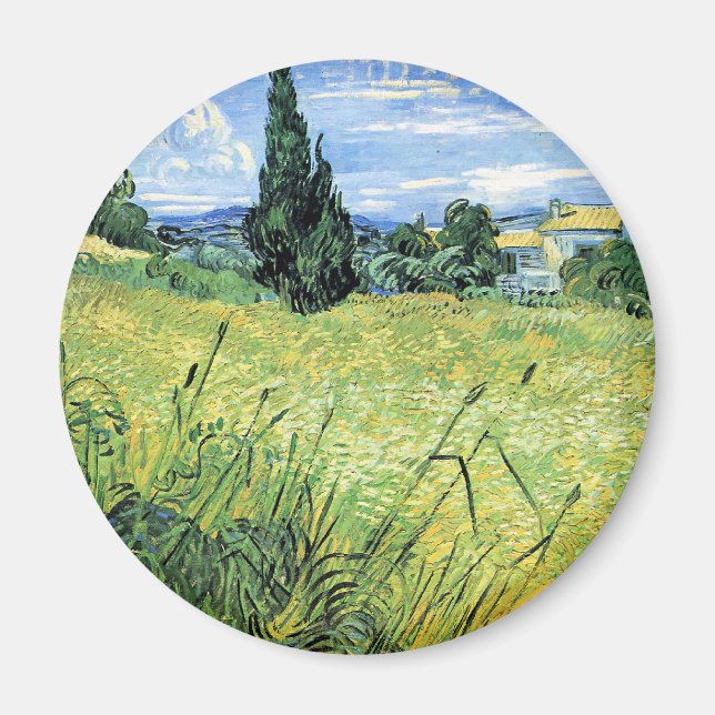 Íman Campo de Trigo Verde com Cipreste, (Frente)