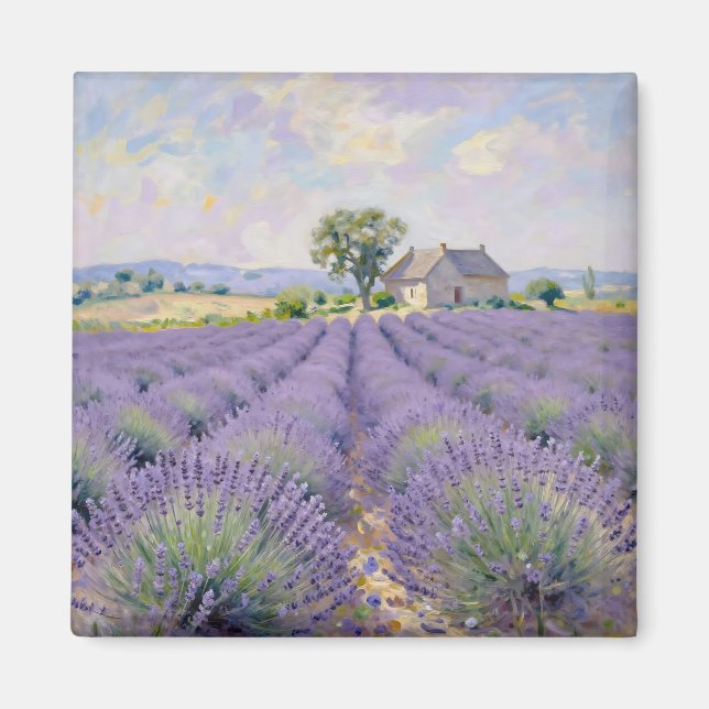 Íman Campos de Lavanda Provença Impressionista Chalé (Frente)