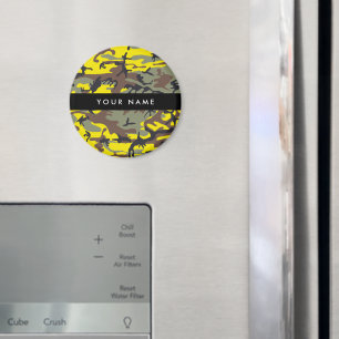 Íman Camuflagem amarela e castanha Seu nome Personaliza