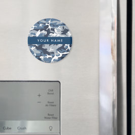 Íman Camuflagem Azul de Neve Inverno Seu nome Personali