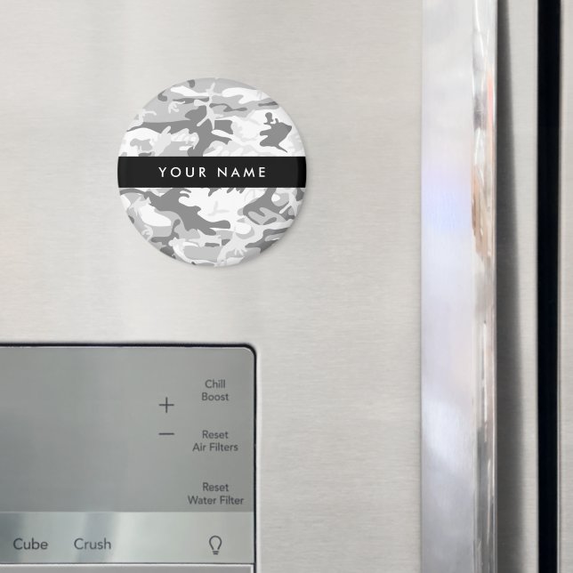 Íman Camuflagem Cinza Neve de Inverno Personalize seu n (In Situ (Fridge))