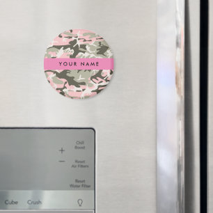 Íman Camuflagem Rosa e Verde Personalize seu nome