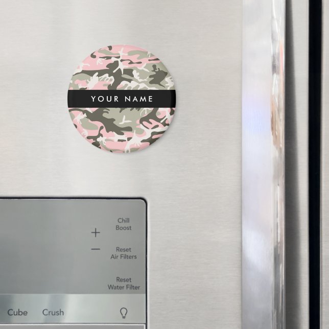 Íman Camuflagem rosa e verde Seu nome personaliza (In Situ (Fridge))