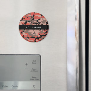 Íman Camuflagem Vermelha e Castanha Seu nome Personaliz