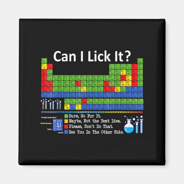 Íman Can I Lick It Periodic Table Chart Science Teacher (Frente)