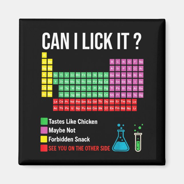 Íman Can I Lick It Periodic Table Chart Science Teacher (Frente)