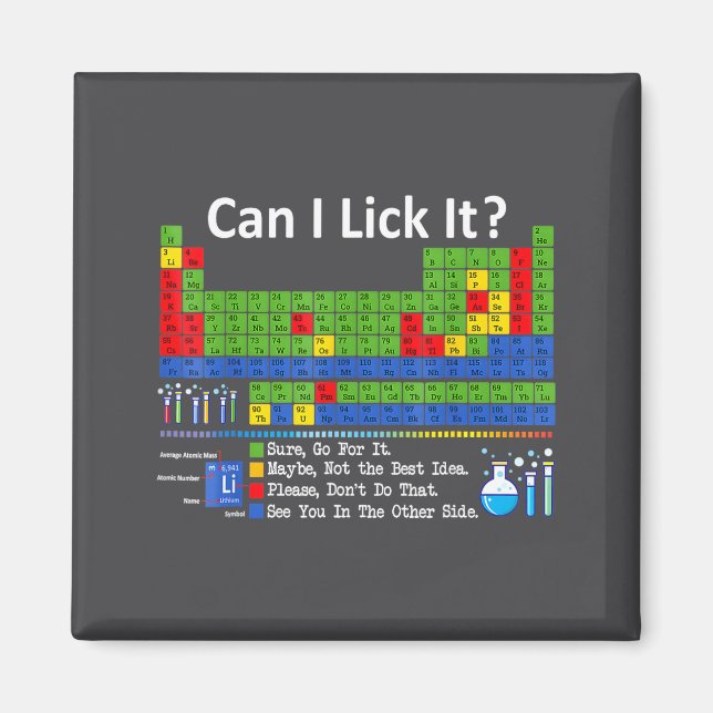 Íman Can I Lick It Periodic Table Chart Science Teacher (Frente)