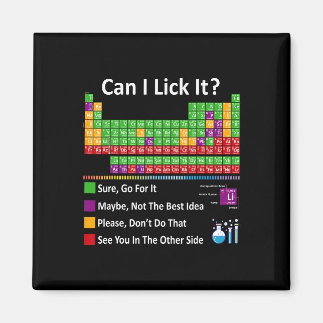Íman Can I Lick It Periodic Table Chart Science Teacher (Frente)