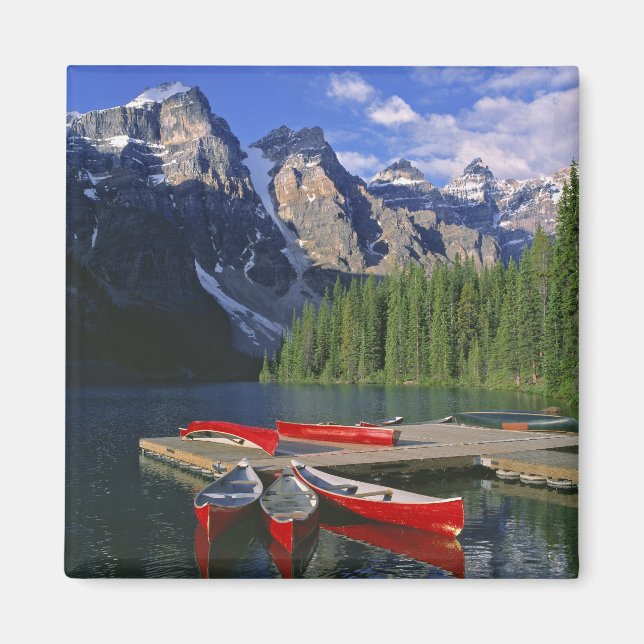 Íman Canadá, Alberta, Lago Moraine. Canoas vermelhas ag (Frente)