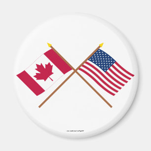 Íman Canadá e bandeiras cruzadas os Estados Unidos