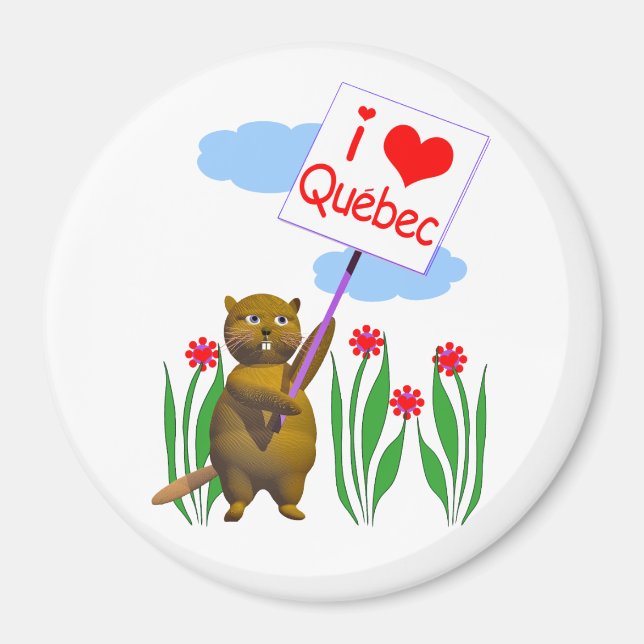 Íman Canadense Beaver Loves Quebec (Frente)
