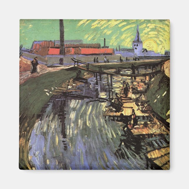 Íman Canal com Mulheres Lavando por Vincent van Gogh (Frente)