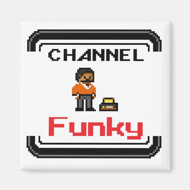 Íman Canal Funky Pixel Art 2 Polegar Magnet (Frente)