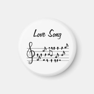 Íman Canção de amor, pássaros sentados entre notas musi