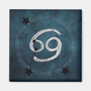 Íman Cancer da constelação de zodíaco preto-prateado do