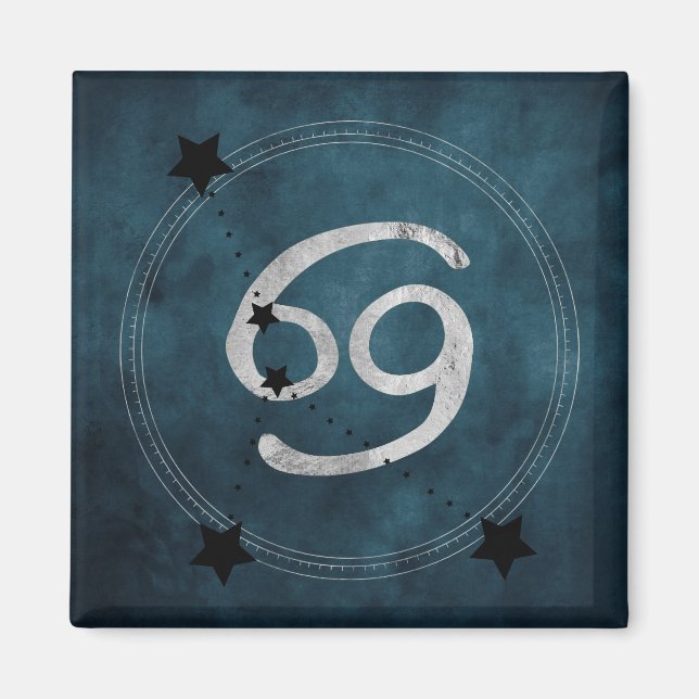 Íman Cancer da constelação de zodíaco preto-prateado do (Frente)