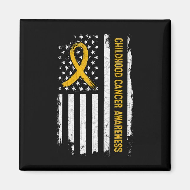 Íman Cancer de Infância Sensibilização Bandeira America (Frente)