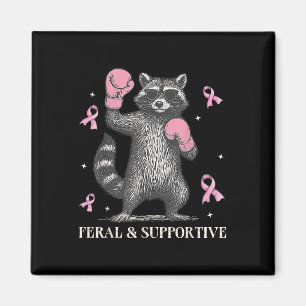Íman Cancer De Mama Funny Raccoon Feral E De Apoio A